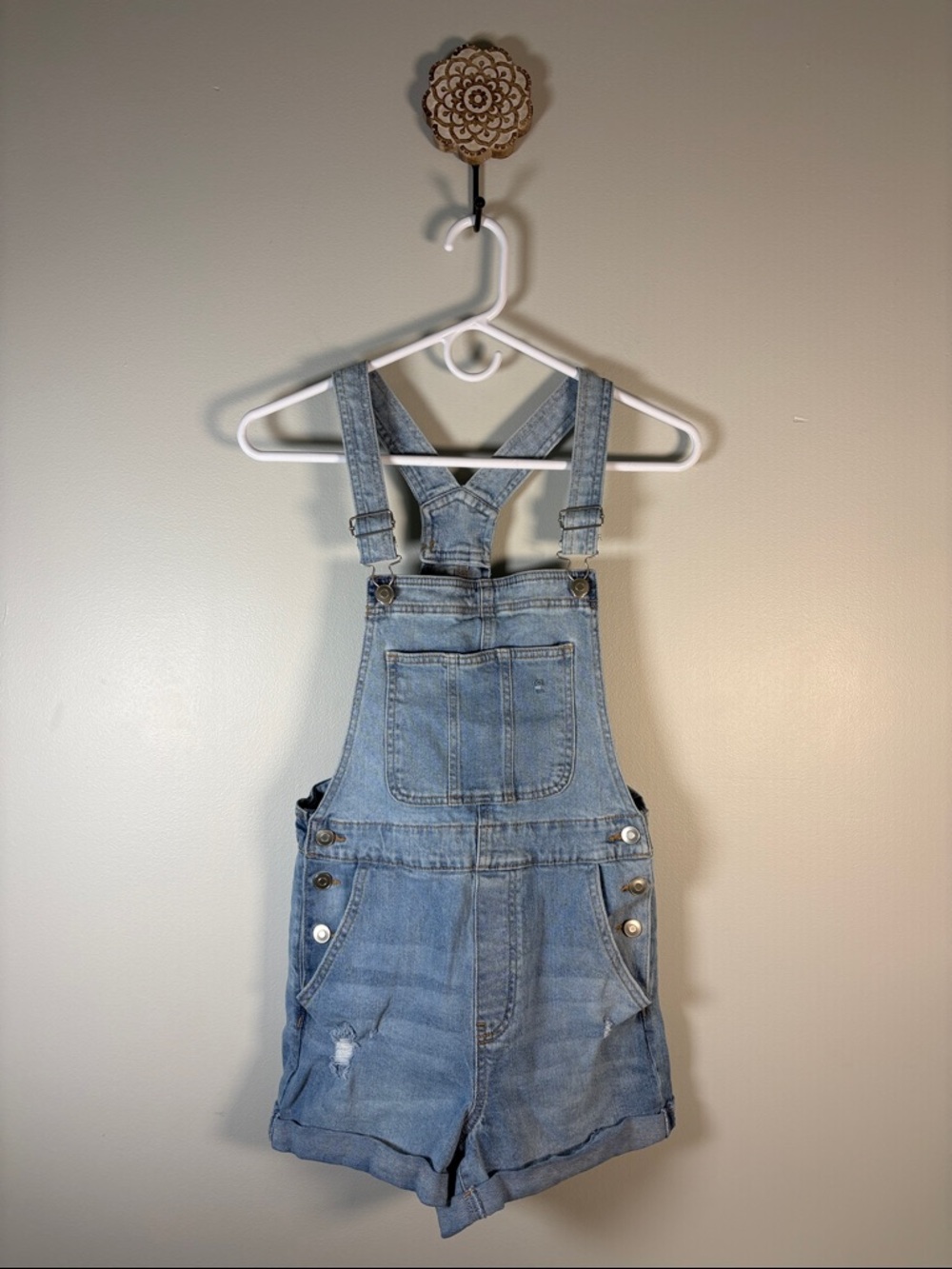 No Boundaries Light Blue Denim Overalls